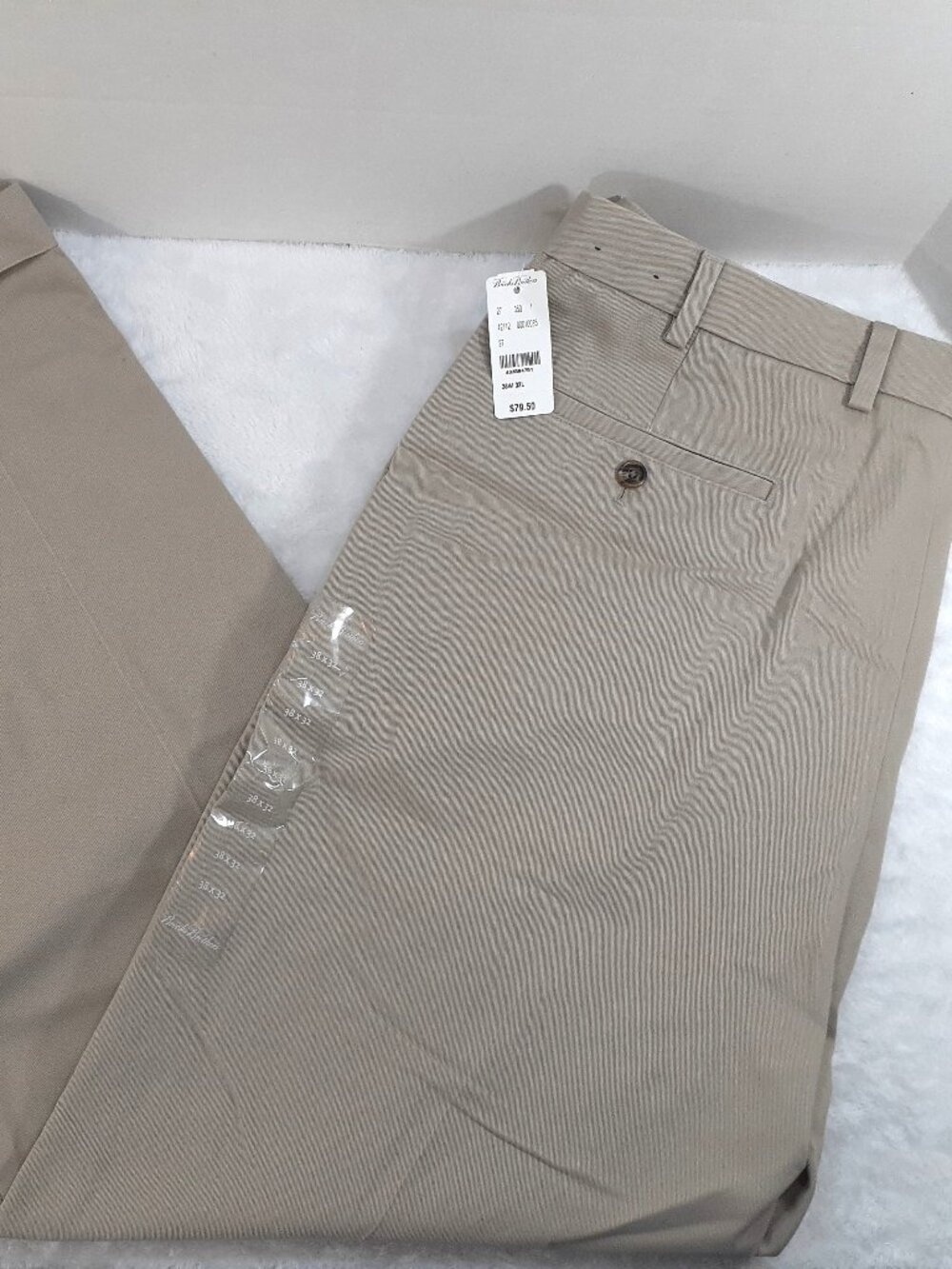 Brooks Brothers Pants Mens 38x32 Beige Elliot Advantage Chino Pleated Cuffed NWT